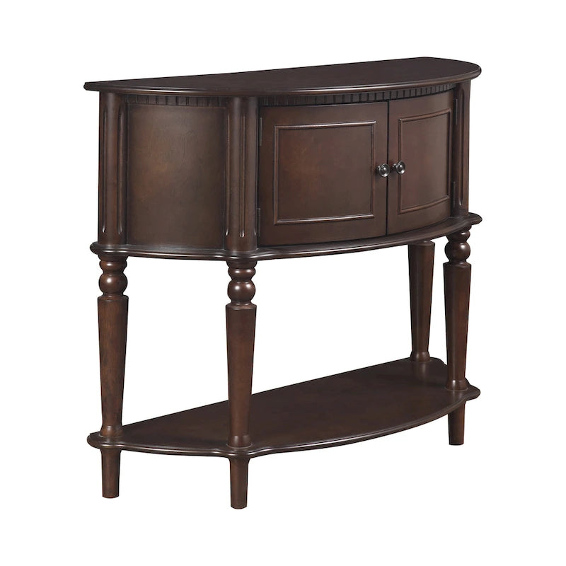 Brown Traditional Half-Round Console Table in Solid Wood