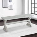 Backless Wood Dining Bench, Antique White Farmhouse Style