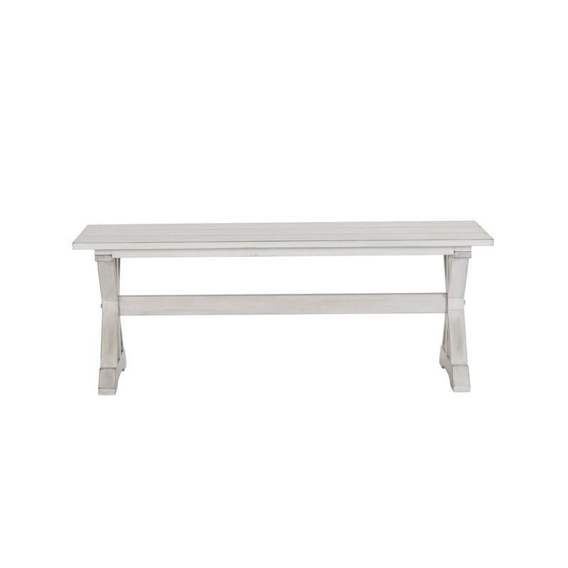 Backless Wood Dining Bench, Antique White Farmhouse Style