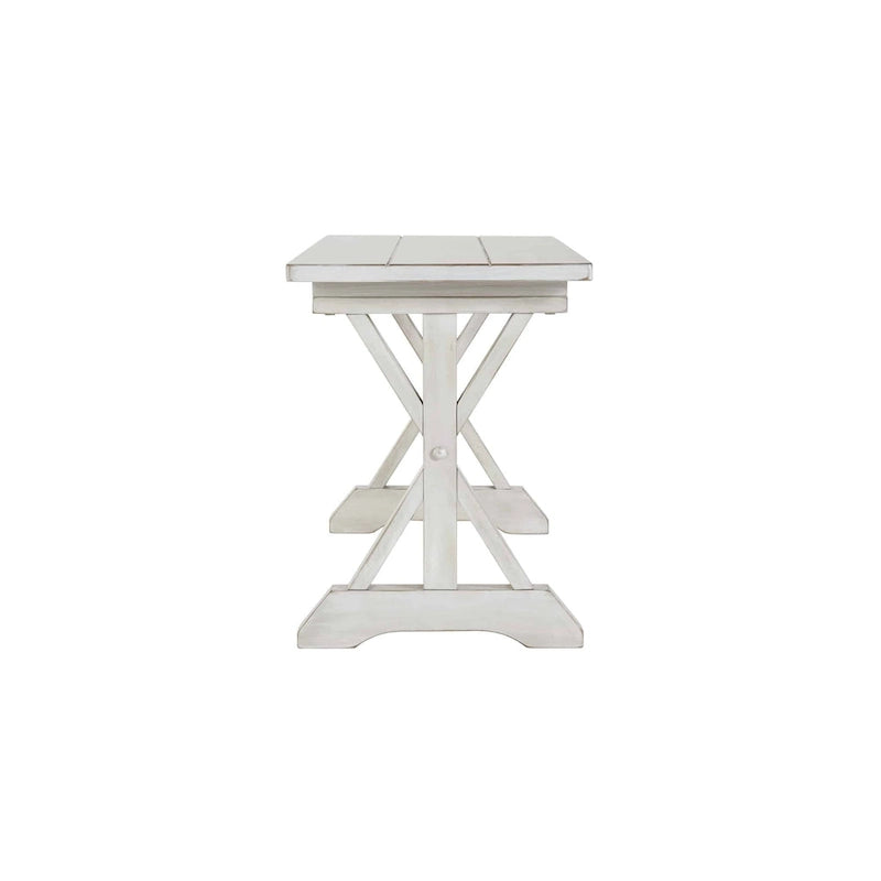 Backless Wood Dining Bench, Antique White Farmhouse Style