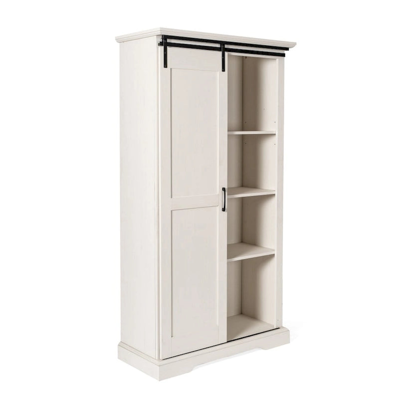 Farmhouse Storage Cabinet with Adjustable Shelves and Sliding Barn Door - 16.75D x 36.25W x 68H