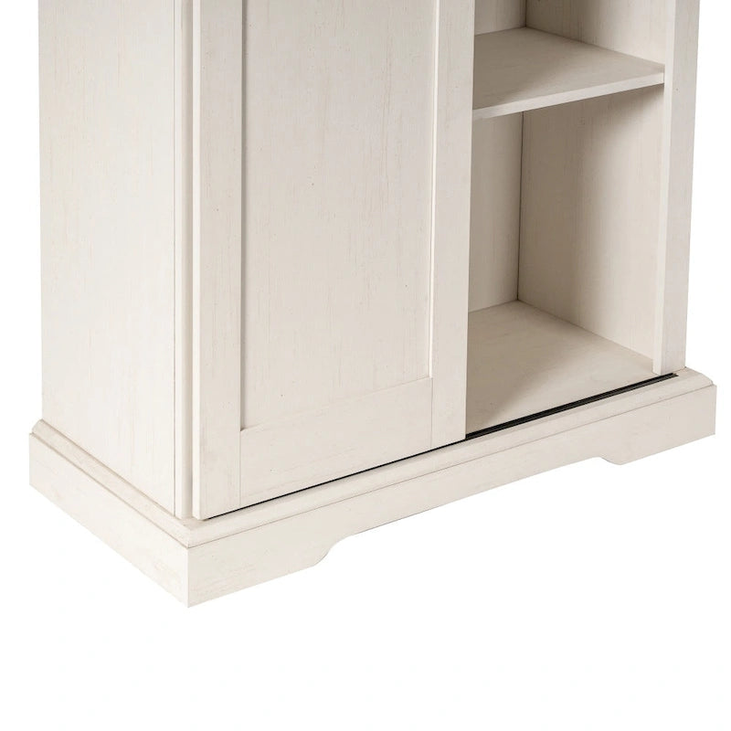 Farmhouse Storage Cabinet with Adjustable Shelves and Sliding Barn Door - 16.75D x 36.25W x 68H