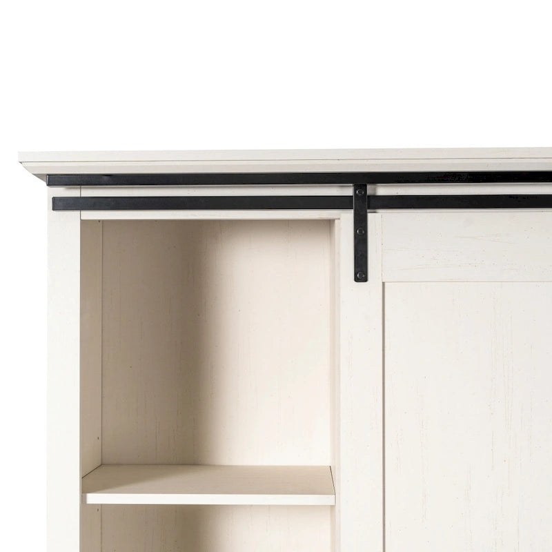 Farmhouse Storage Cabinet with Adjustable Shelves and Sliding Barn Door - 16.75D x 36.25W x 68H