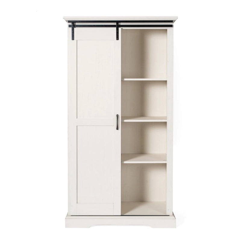 Farmhouse Storage Cabinet with Adjustable Shelves and Sliding Barn Door - 16.75D x 36.25W x 68H