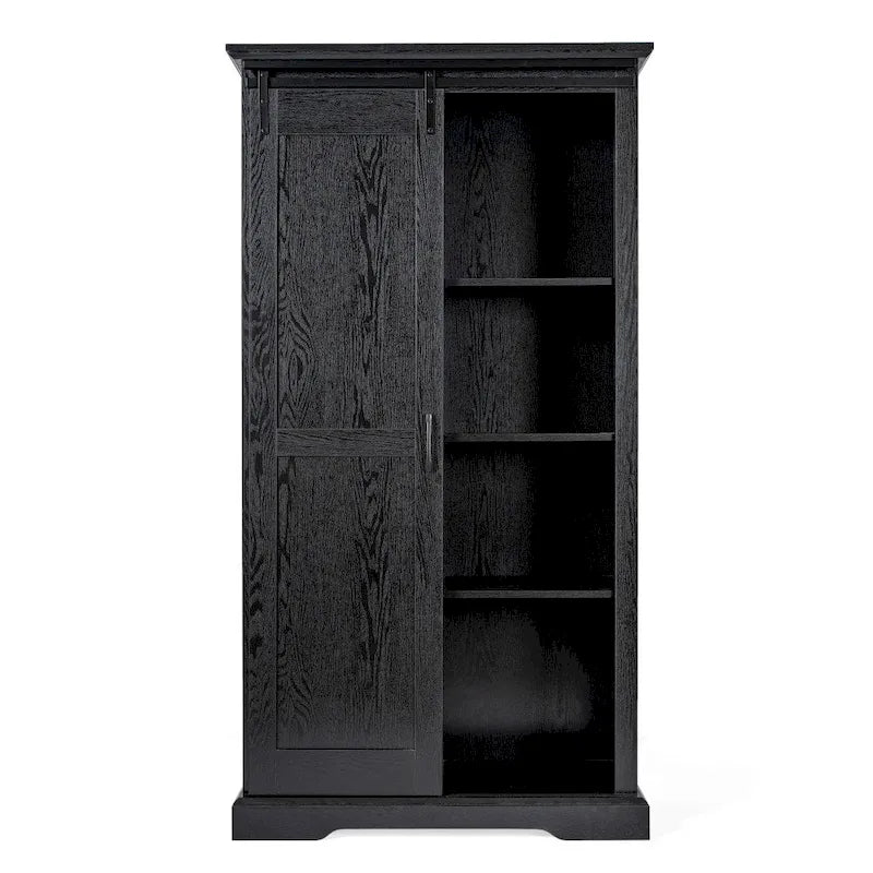 Farmhouse Storage Cabinet with Adjustable Shelves and Sliding Barn Door - 16.75D x 36.25W x 68H