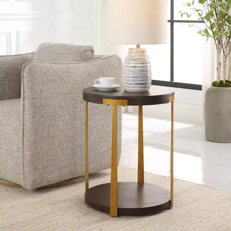 Round Wood Side Table - 19W x 24H x 19D