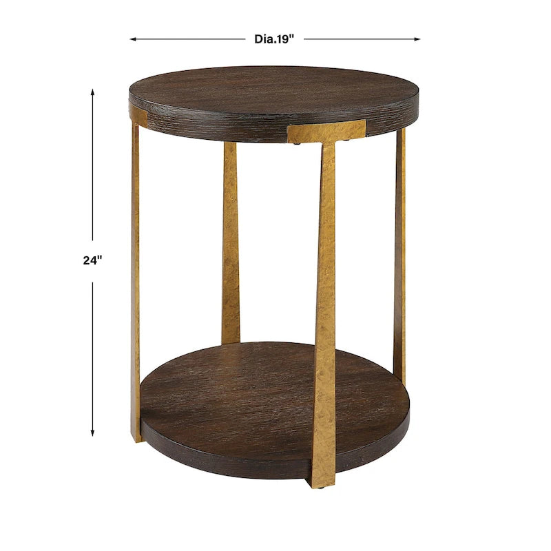 Round Wood Side Table - 19W x 24H x 19D