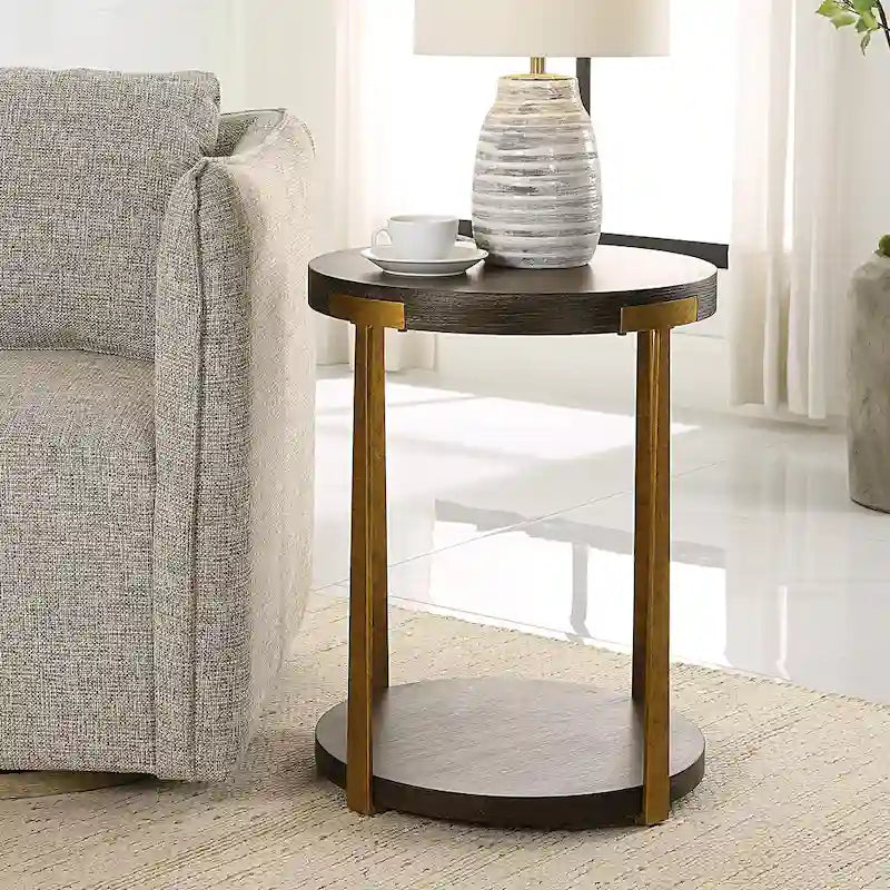 Round Wood Side Table - 19W x 24H x 19D