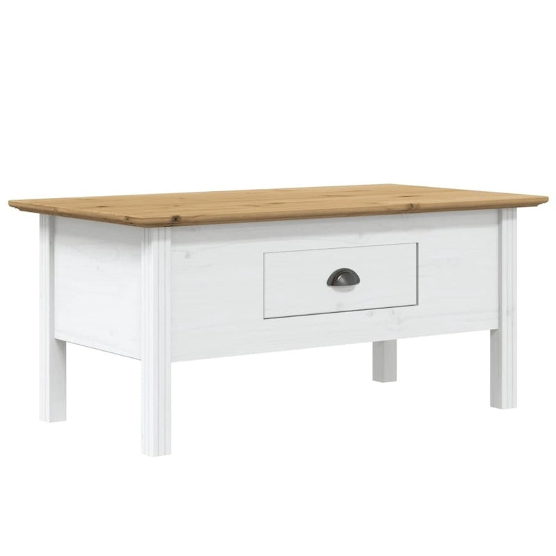 Solid Pine Wood Coffee Table with Drawer - 39.4x21.7x18.1"