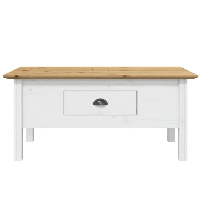 Solid Pine Wood Coffee Table with Drawer - 39.4x21.7x18.1"