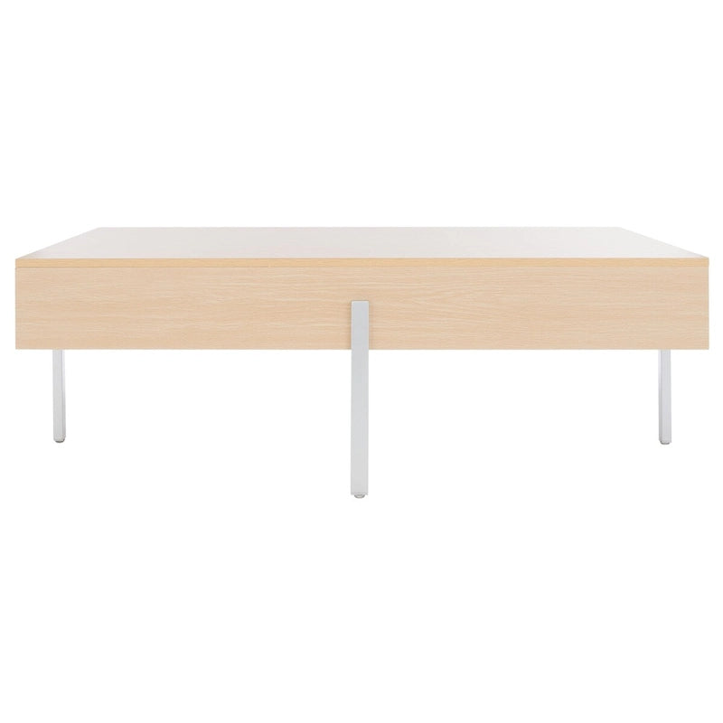 Wood Coffee Table with Black Metal Legs - 47Wx30Dx16H