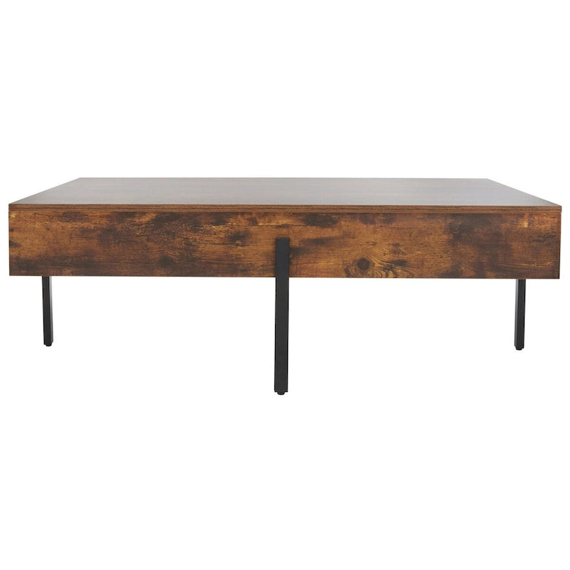 Wood Coffee Table with Black Metal Legs - 47Wx30Dx16H