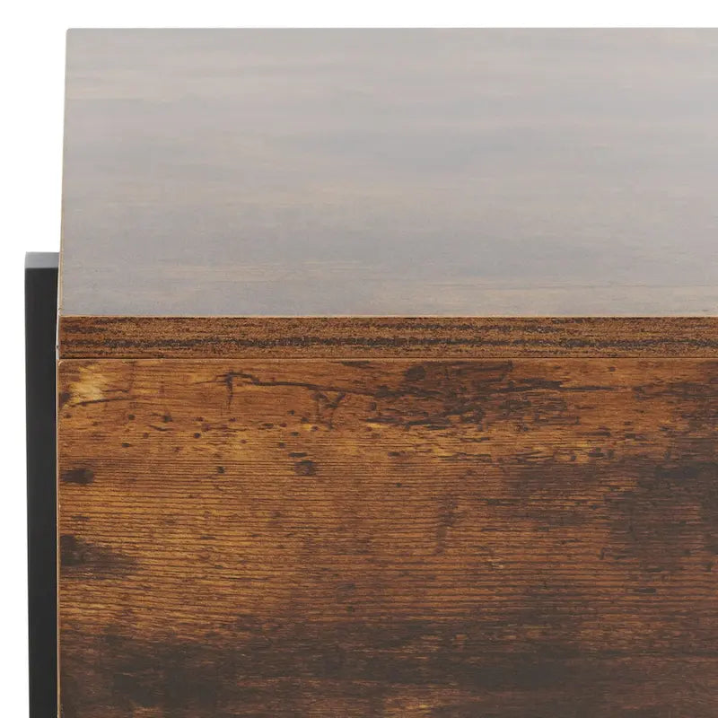 Wood Coffee Table with Black Metal Legs - 47Wx30Dx16H