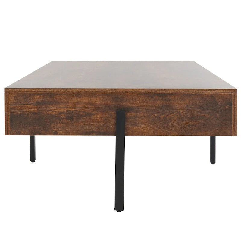 Wood Coffee Table with Black Metal Legs - 47Wx30Dx16H