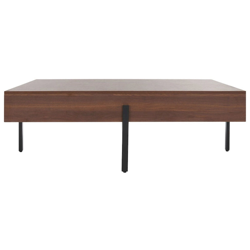 Wood Coffee Table with Black Metal Legs - 47Wx30Dx16H