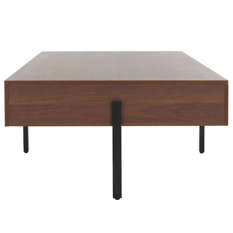 Wood Coffee Table with Black Metal Legs - 47Wx30Dx16H