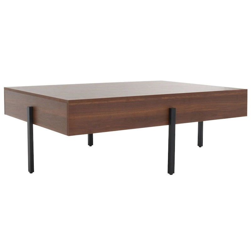 Wood Coffee Table with Black Metal Legs - 47Wx30Dx16H