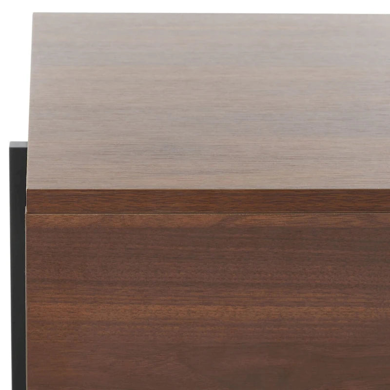 Wood Coffee Table with Black Metal Legs - 47Wx30Dx16H