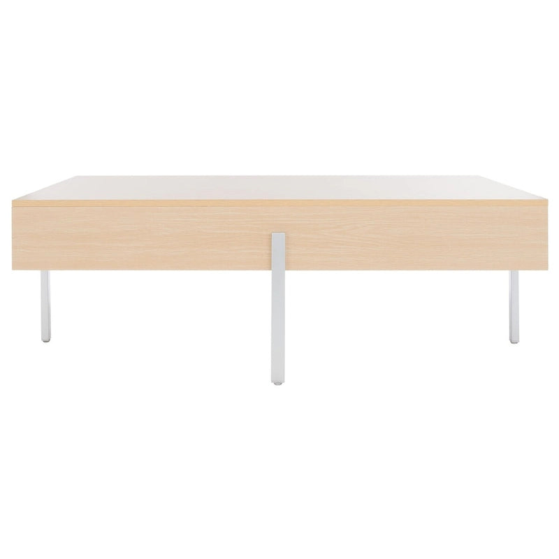 Wood Coffee Table with Black Metal Legs - 47Wx30Dx16H