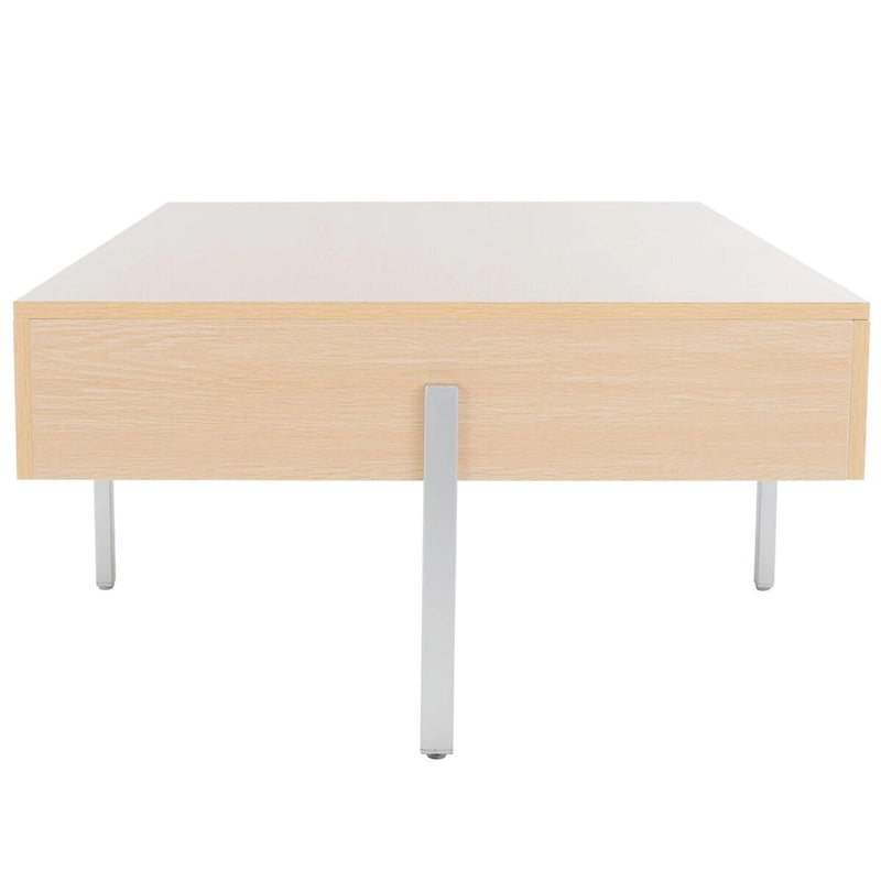 Wood Coffee Table with Black Metal Legs - 47Wx30Dx16H