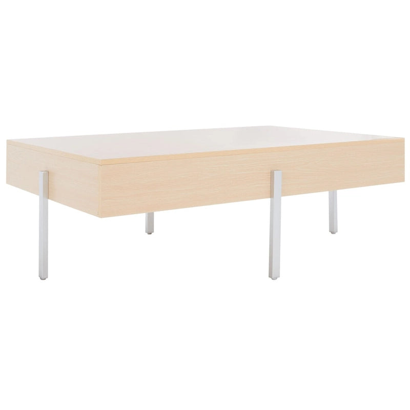 Wood Coffee Table with Black Metal Legs - 47Wx30Dx16H