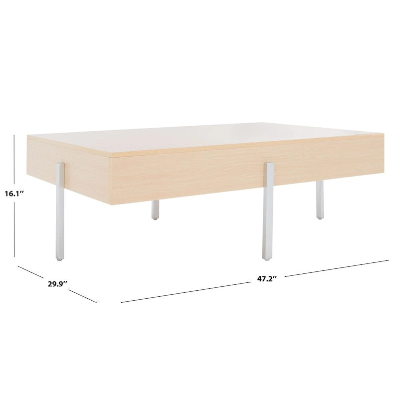 Wood Coffee Table with Black Metal Legs - 47Wx30Dx16H