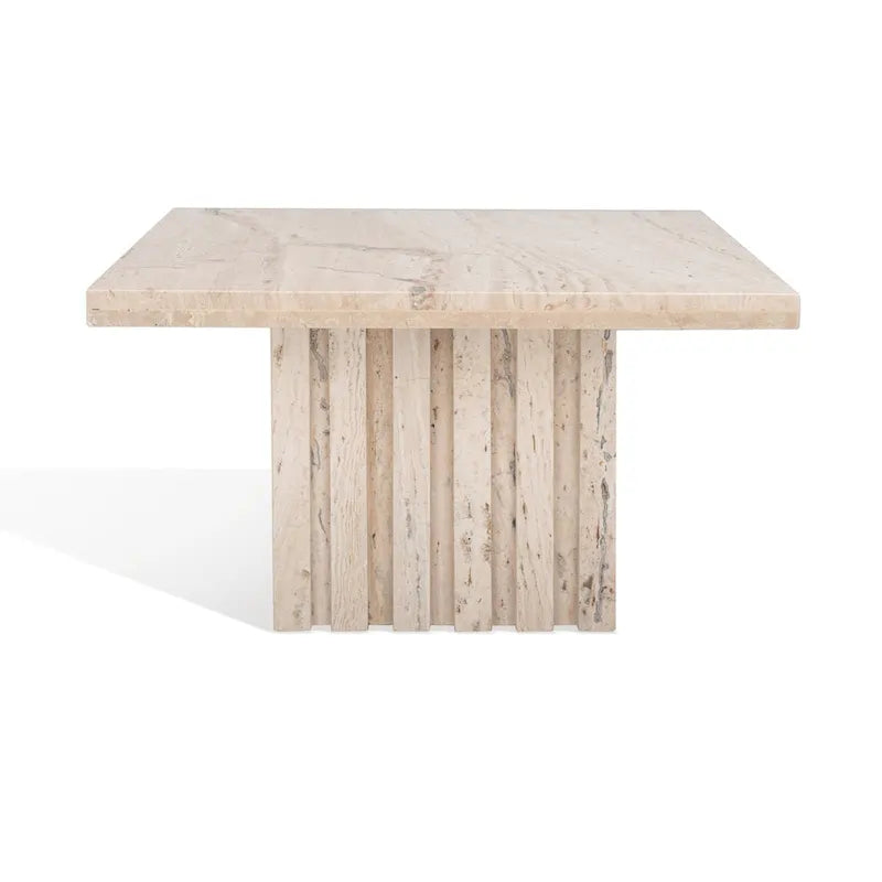 Square Travertine Marble Accent Table - 21"x21"x12"