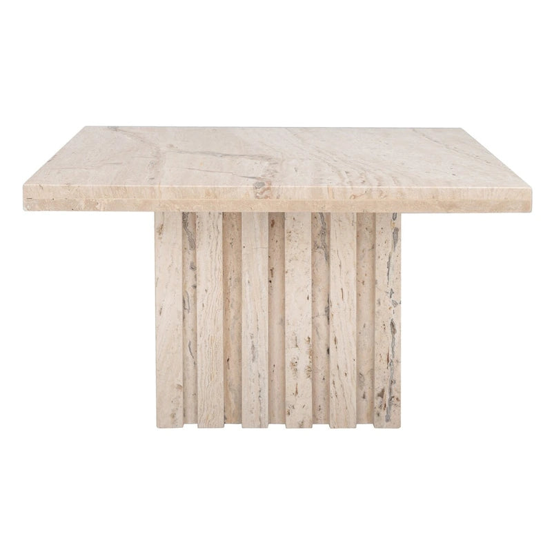 Square Travertine Marble Accent Table - 21"x21"x12"