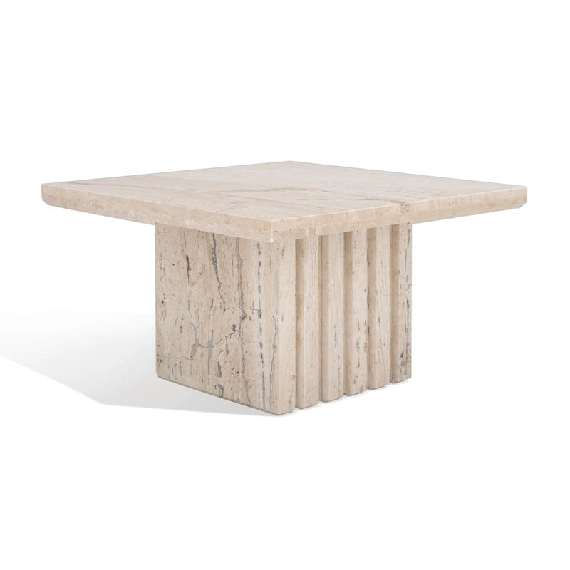 Square Travertine Marble Accent Table - 21"x21"x12"
