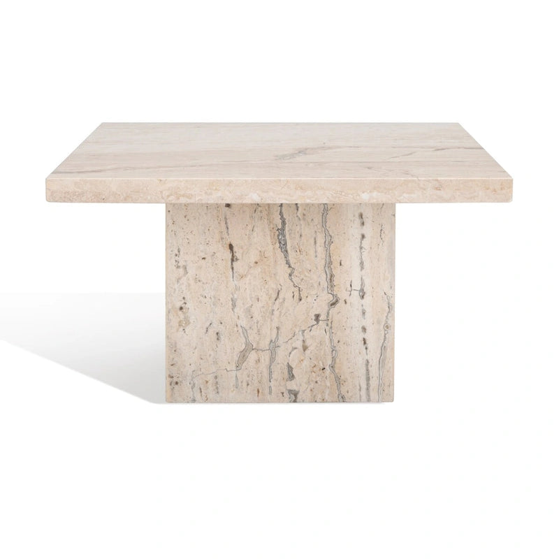 Square Travertine Marble Accent Table - 21"x21"x12"