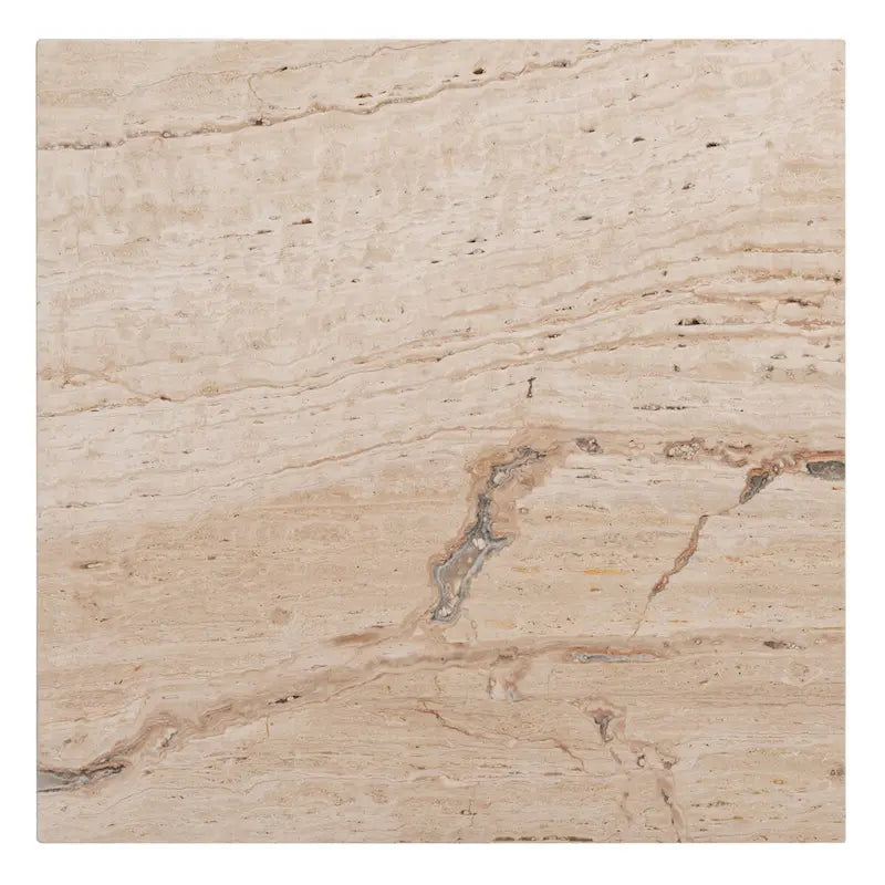 Square Travertine Marble Accent Table - 21"x21"x12"