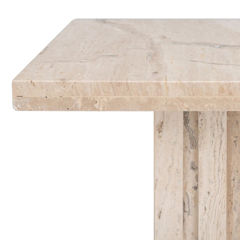 Square Travertine Marble Accent Table - 21"x21"x12"