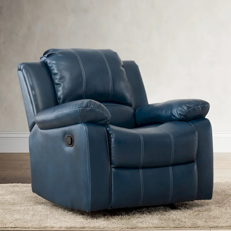 Navy Blue Leather Gel Recliner For Living Room