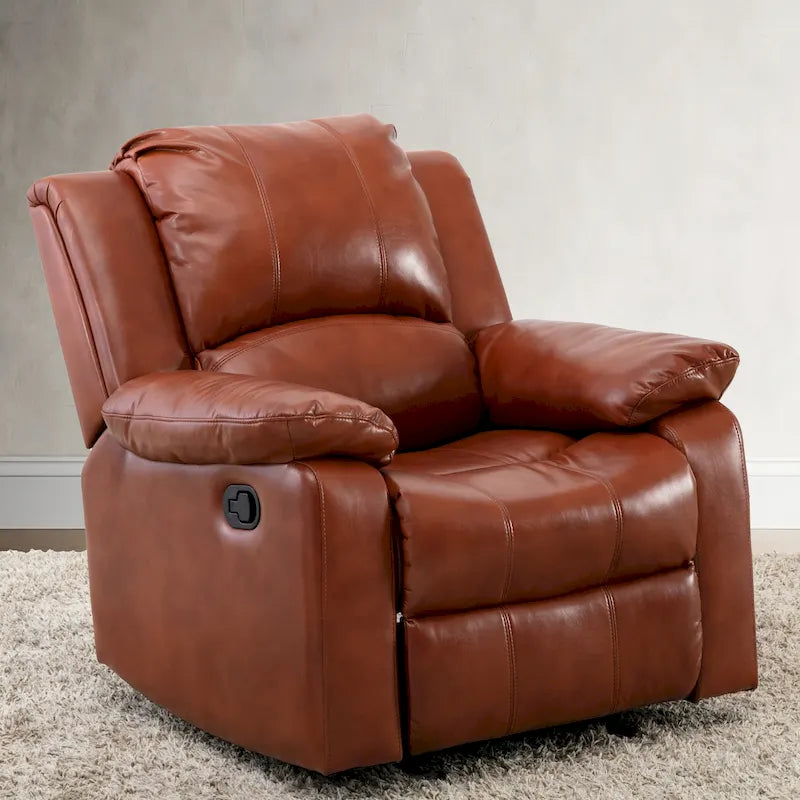 Navy Blue Leather Gel Recliner For Living Room