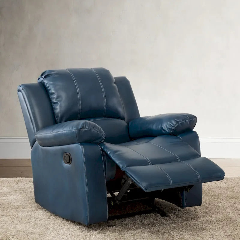 Navy Blue Leather Gel Recliner For Living Room