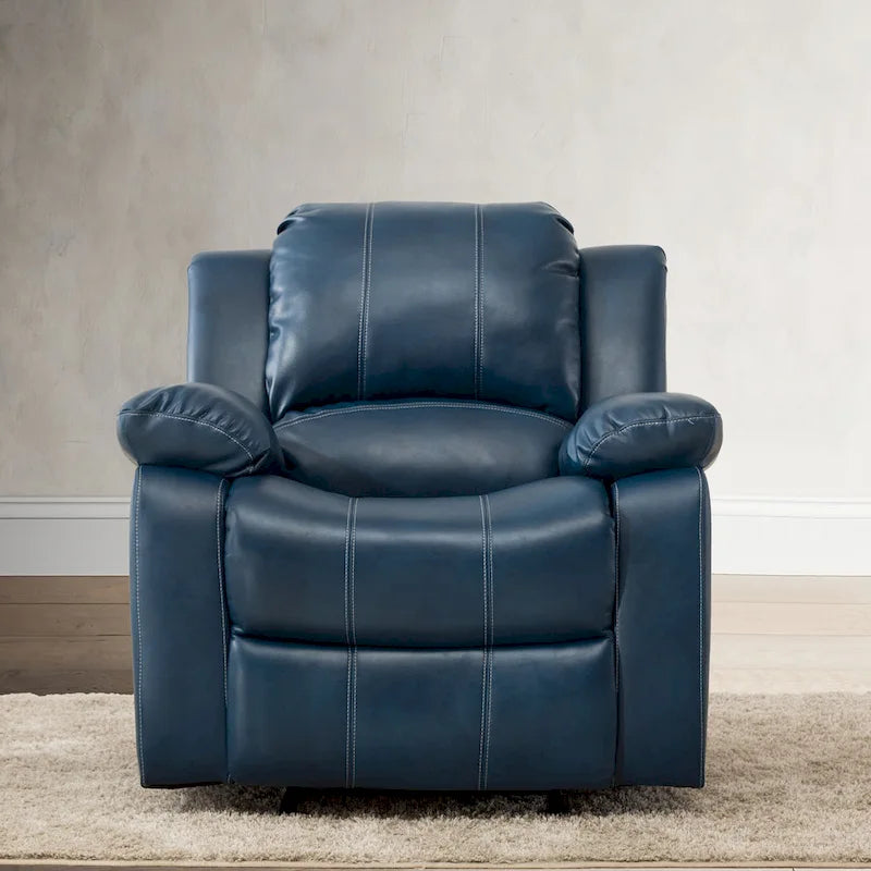 Navy Blue Leather Gel Recliner For Living Room