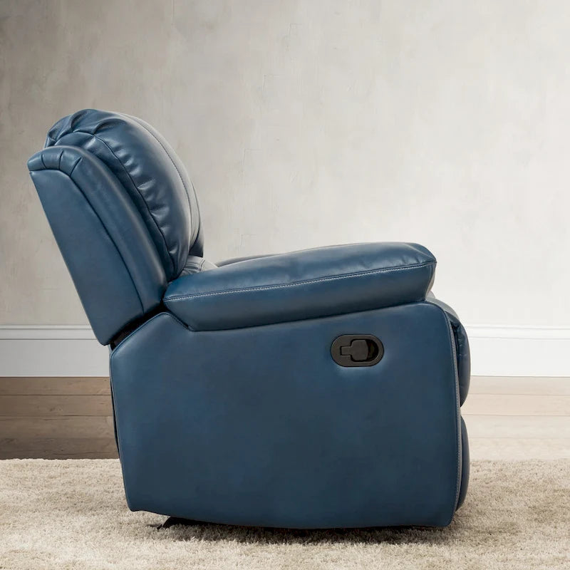 Navy Blue Leather Gel Recliner For Living Room