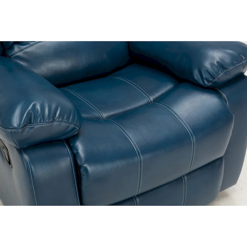 Navy Blue Leather Gel Recliner For Living Room