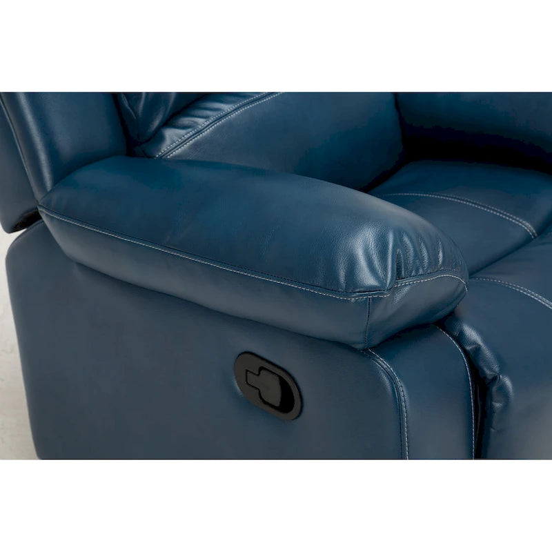 Navy Blue Leather Gel Recliner For Living Room