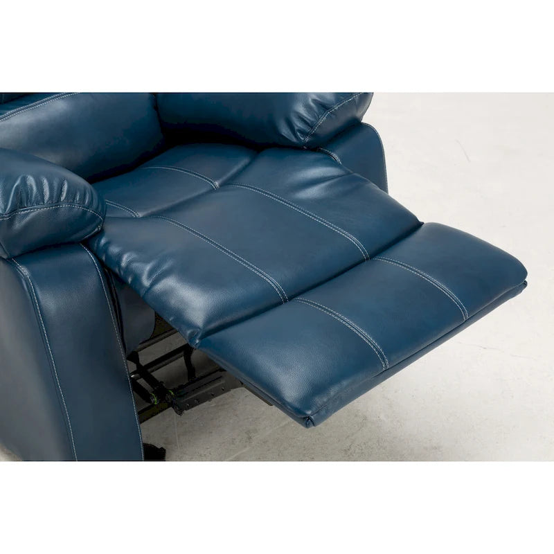 Navy Blue Leather Gel Recliner For Living Room