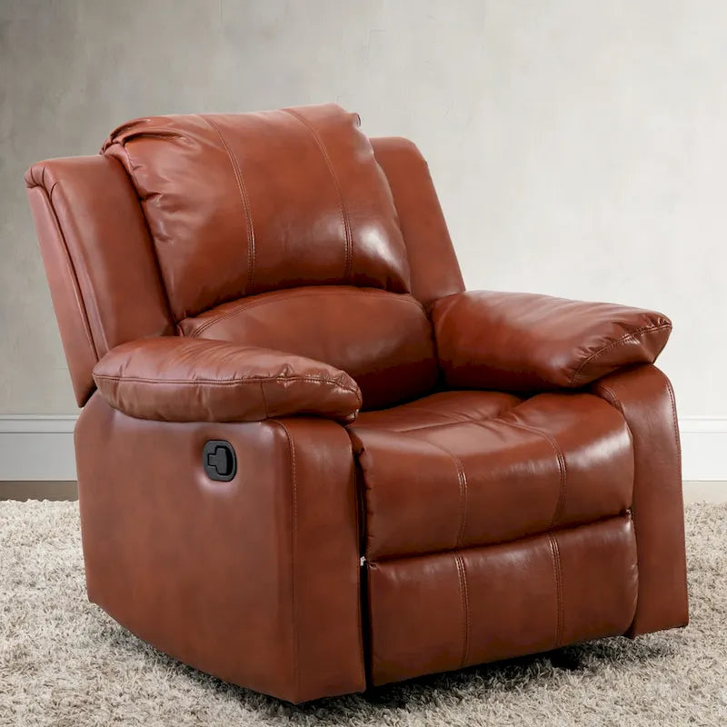 Navy Blue Leather Gel Recliner For Living Room