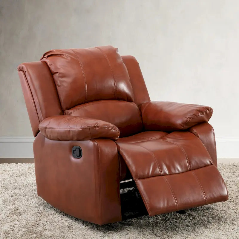 Navy Blue Leather Gel Recliner For Living Room