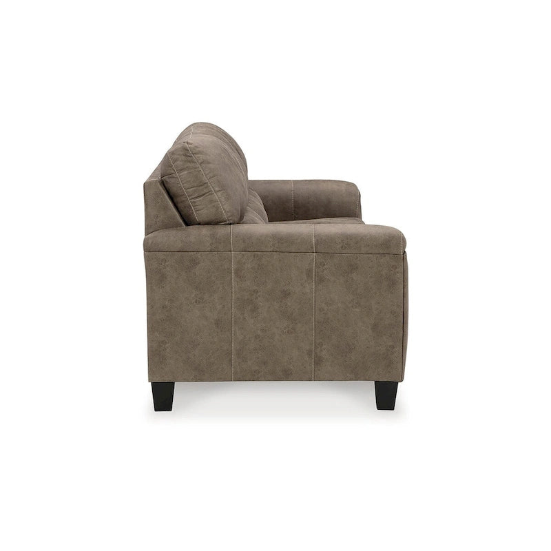Brown/Beige Faux Leather Sofa - 89W x 38D x 39H