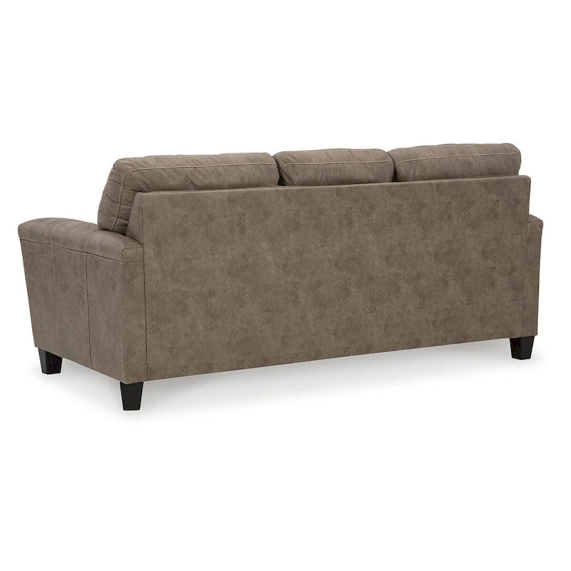Brown/Beige Faux Leather Sofa - 89W x 38D x 39H