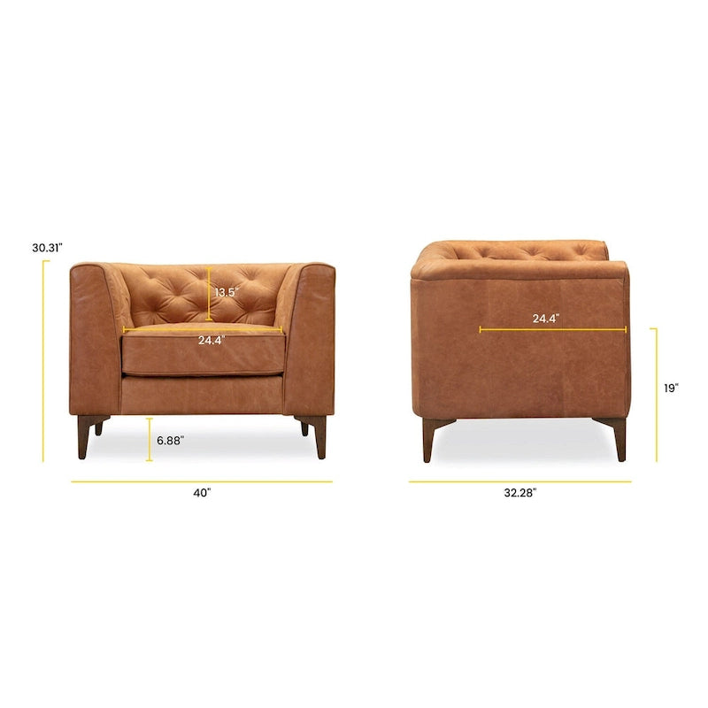 Full Grain Genuine Italian Leather Lounge Chair