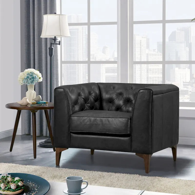 Full Grain Genuine Italian Leather Lounge Chair