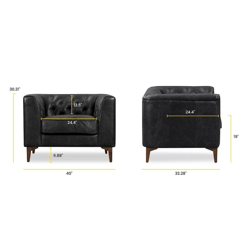 Full Grain Genuine Italian Leather Lounge Chair