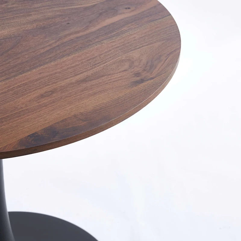 31.5" Round Tulip Dining Table for 2-4 People, Walnut & Black