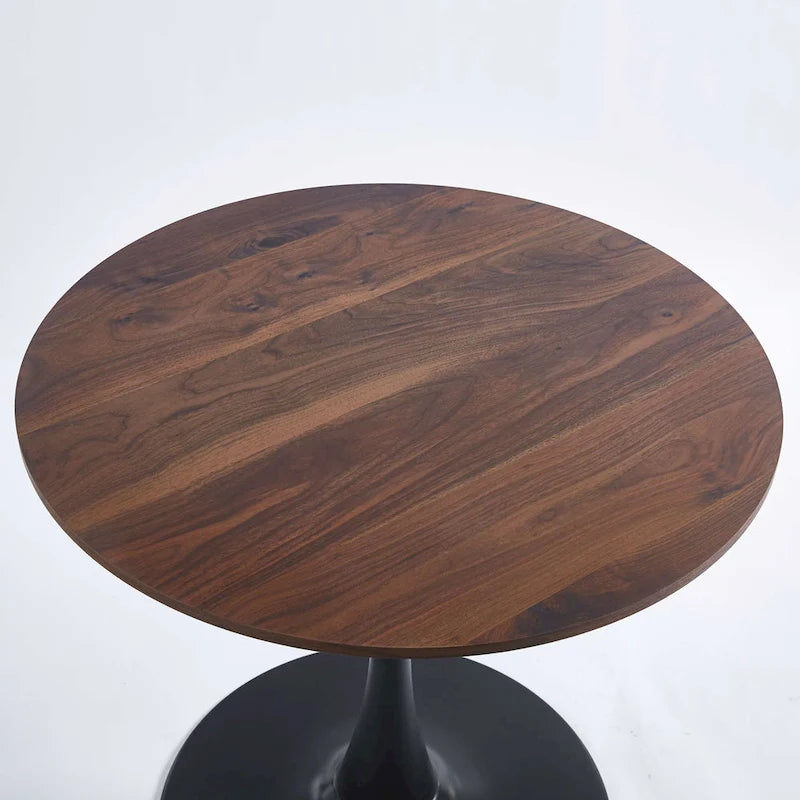 31.5" Round Tulip Dining Table for 2-4 People, Walnut & Black