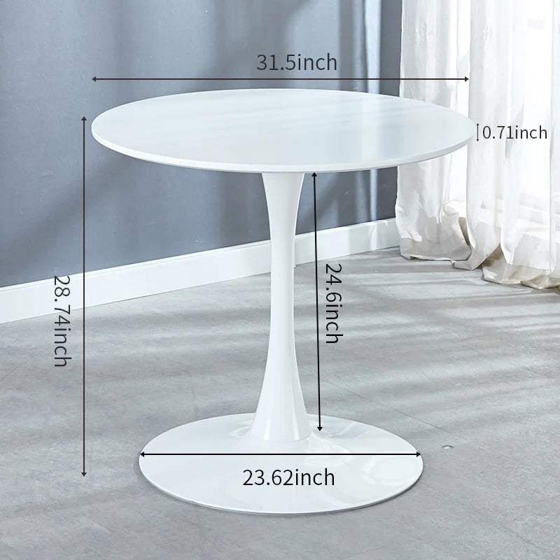 31.5" Round Tulip Dining Table for 2-4 People, Walnut & Black